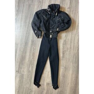 VTG 80's/90s Full Ski Suit BELFE & BELFE Size 40 One Piece Italian Black Retro